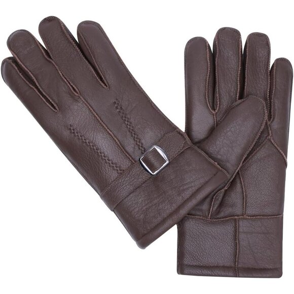 Harssidanzar Men's Winter Leather Gloves Sheepskin Warm Shearling Lined SM04 - Picture 6 of 8